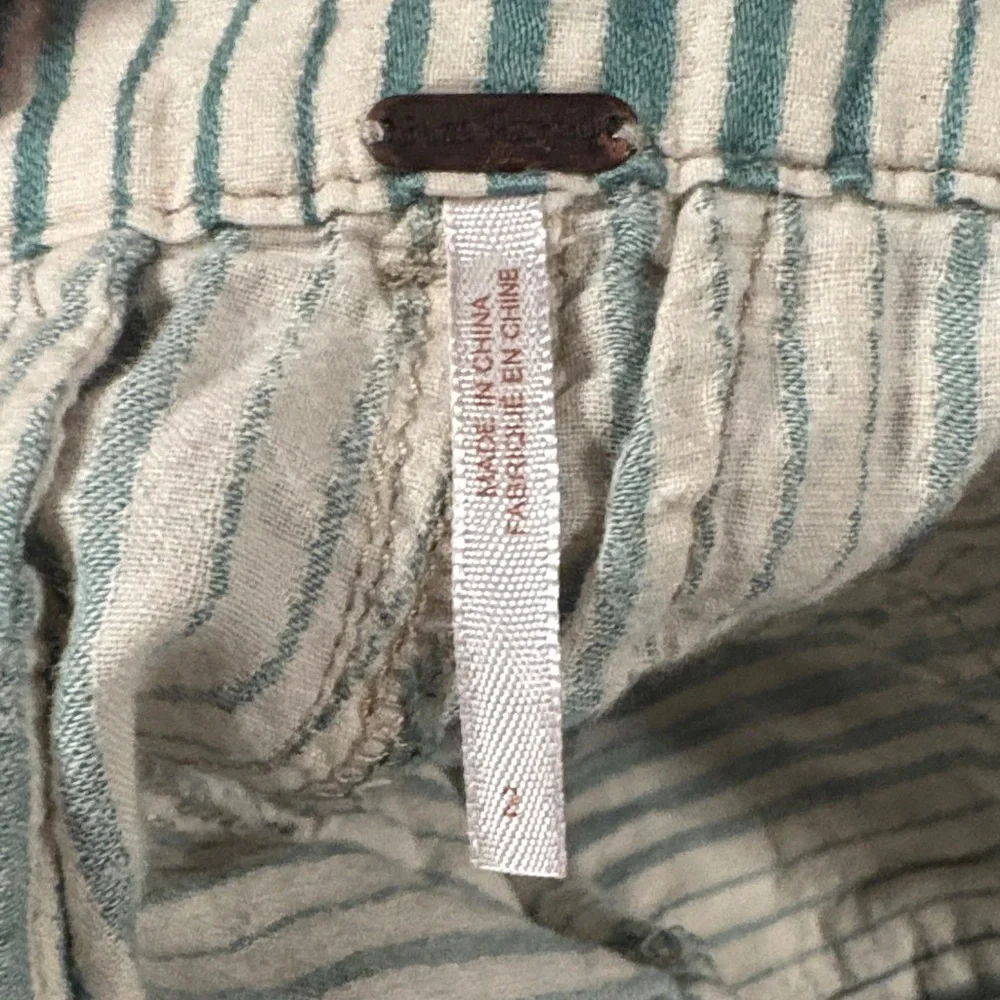 Free People Striped Green and White Women Shorts